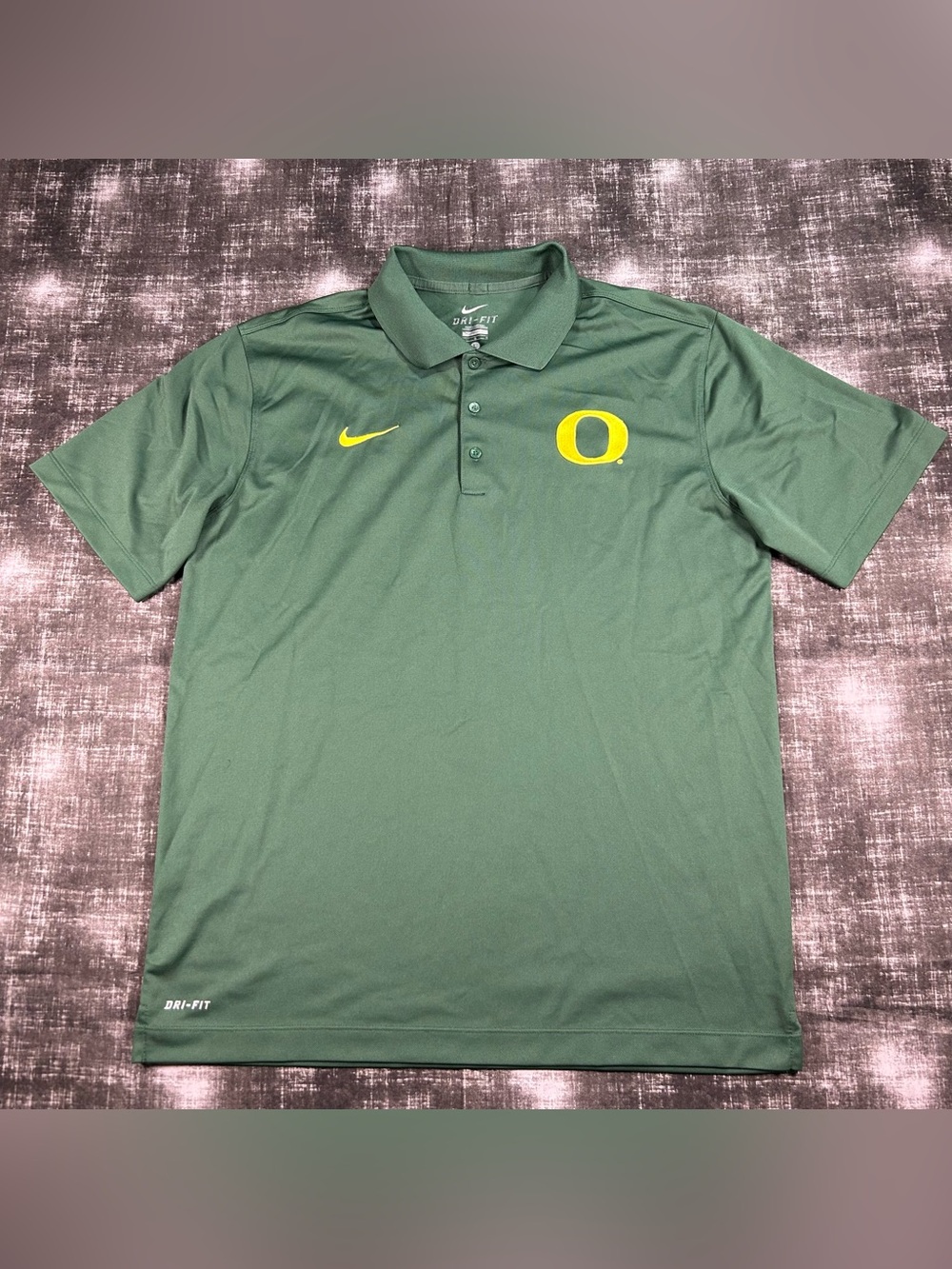 Nike Dri-FIT Polo Mens Large Oregon Ducks "O" Green/Yellow Athletic Team Shirt